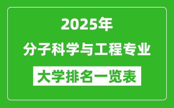 全國(guó)分子科學(xué)與工程專(zhuān)業(yè)最好的大學(xué)排名一覽表(2025最新)