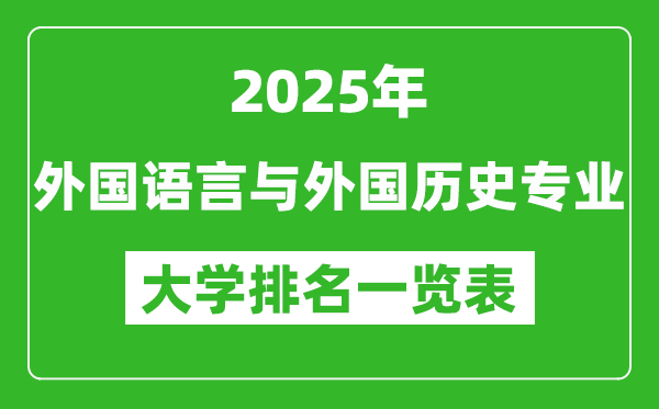 全國外國語言與外國歷史專業(yè)最好的大學(xué)排名一覽表(2025最新)