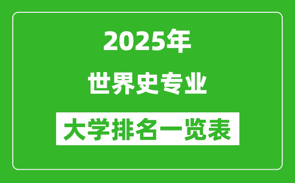 全國世界史專業(yè)最好的大學排名一覽表(2025最新)