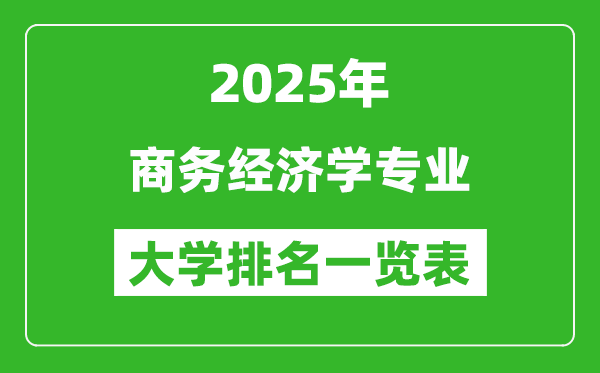全國商務(wù)經(jīng)濟學專業(yè)最好的大學排名一覽表(2025最新)