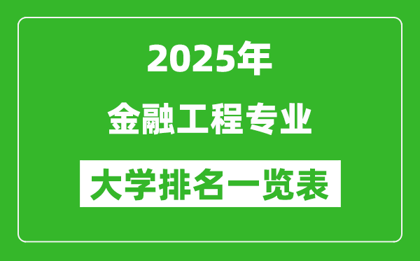 全國金融工程專業(yè)最好的大學(xué)排名一覽表(2025最新)
