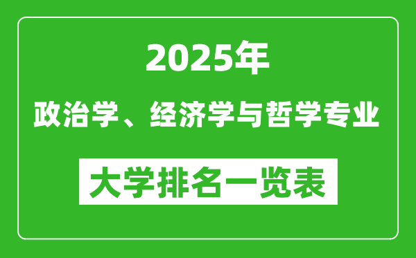 全國(guó)政治學(xué)、經(jīng)濟(jì)學(xué)與哲學(xué)專業(yè)最好的大學(xué)排名一覽表（2025最新）