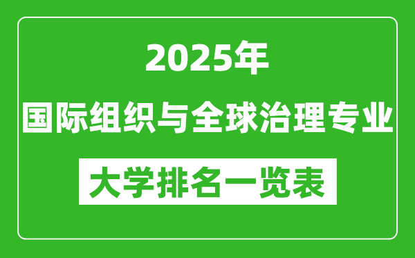 全國(guó)國(guó)際組織與全球治理專(zhuān)業(yè)最好的大學(xué)排名一覽表(2025最新)