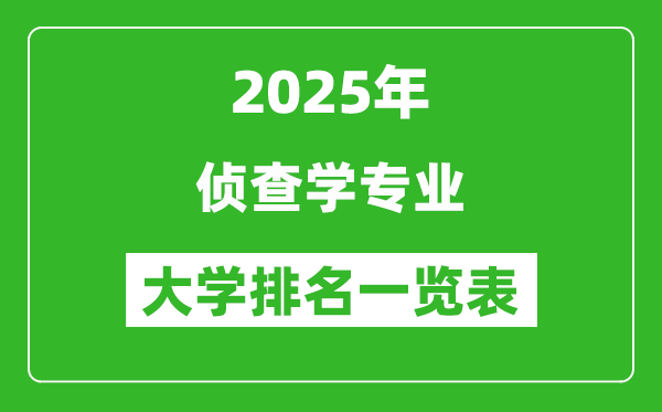 全國偵查學專業(yè)最好的大學排名一覽表(2025最新)