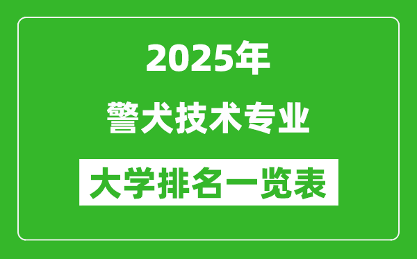 全國(guó)警犬技術(shù)專業(yè)最好的大學(xué)排名一覽表(2025最新)