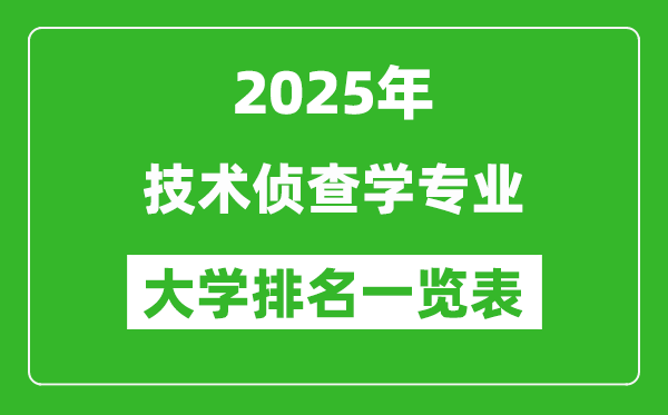 全國(guó)技術(shù)偵查學(xué)專(zhuān)業(yè)最好的大學(xué)排名一覽表(2025最新)