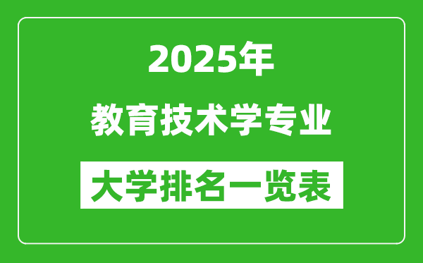 全國教育技術(shù)學(xué)專業(yè)最好的大學(xué)排名一覽表(2025最新)