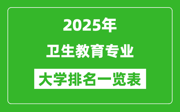 全國衛(wèi)生教育專業(yè)最好的大學排名一覽表(2025最新)