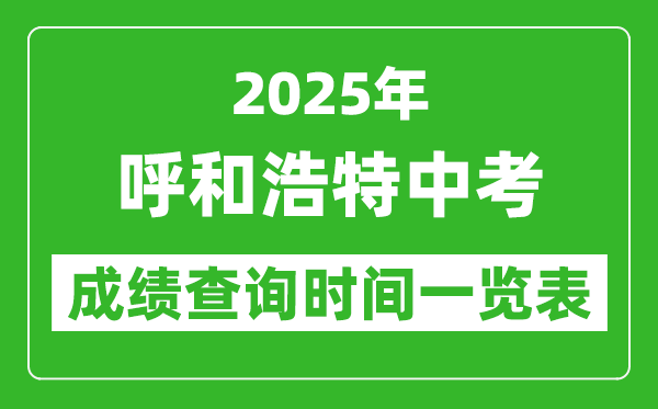 呼和浩特中考成績查詢時間2025年具體時間一覽表