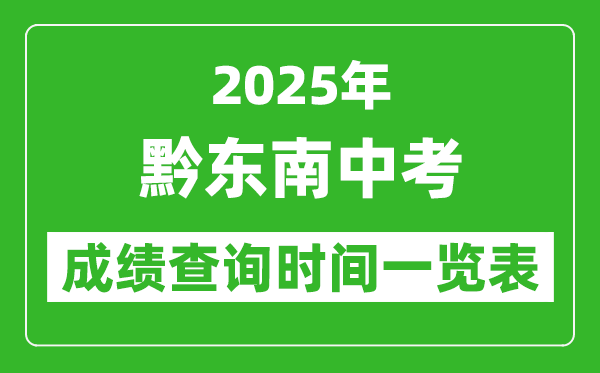 黔東南中考成績查詢時間2025年具體時間一覽表