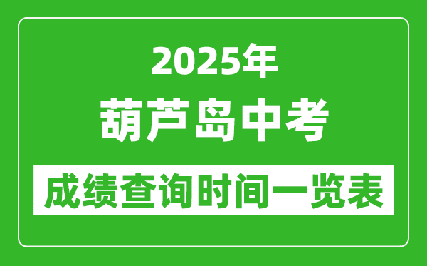葫蘆島中考成績查詢時間2025年具體時間一覽表