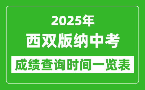 西雙版納中考成績查詢時(shí)間2025年具體時(shí)間一覽表