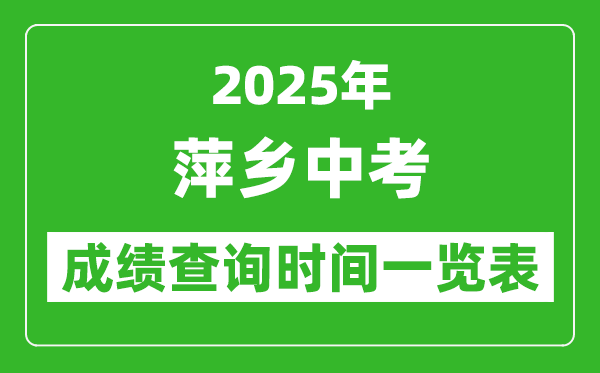 萍鄉(xiāng)中考成績查詢時間2025年具體時間一覽表