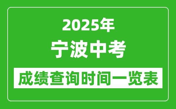 寧波中考成績查詢時間2025年具體時間一覽表