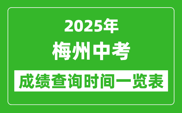 梅州中考成績查詢時間2025年具體時間一覽表