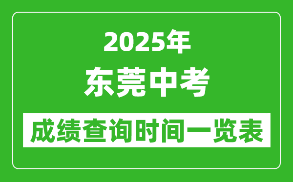 東莞中考成績查詢時(shí)間2025年具體時(shí)間一覽表