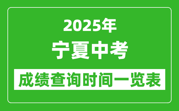 2025年寧夏各市中考成績查詢時(shí)間一覽表