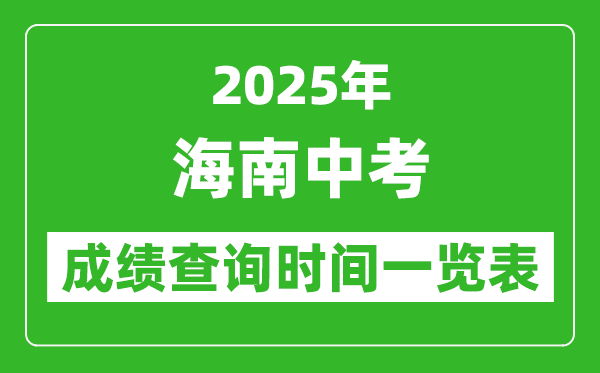 2025年海南各市中考成績查詢時間一覽表