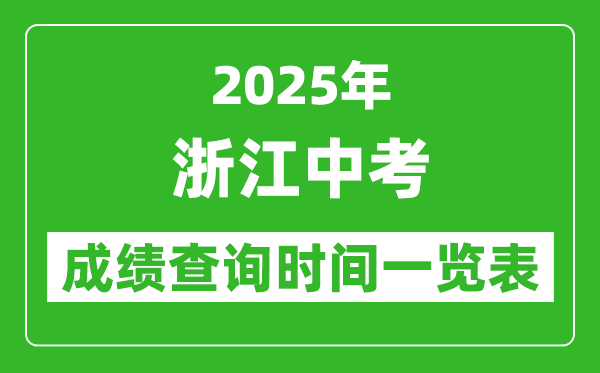 2025年浙江各市中考成績查詢時(shí)間一覽表