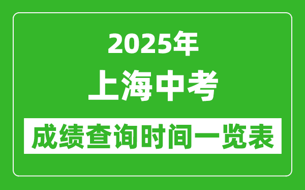 2025年上海中考成績(jī)查詢時(shí)間一覽表