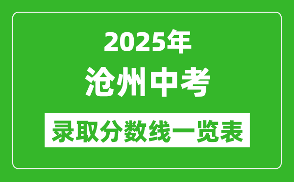 2025年滄州中考錄取分?jǐn)?shù)線一覽表(含歷年分?jǐn)?shù)線)