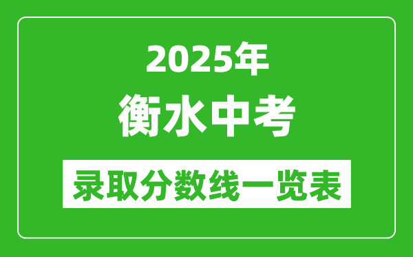 2025年衡水中考錄取分數(shù)線一覽表(含歷年分數(shù)線)