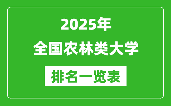 2025全國農(nóng)林類大學排名一覽表(含錄取分數(shù)線)