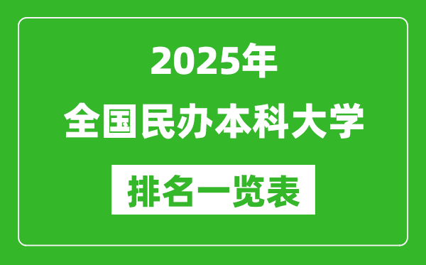 2025全國(guó)民辦本科大學(xué)排名一覽表(50所)