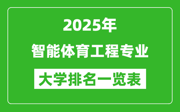 全國智能體育工程專業(yè)最好的大學(xué)排名一覽表(2025最新)
