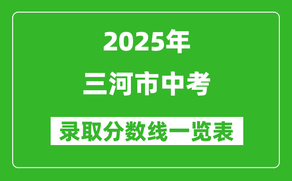 2025年三河市中考錄取分?jǐn)?shù)線一覽表(含歷年分?jǐn)?shù)線)