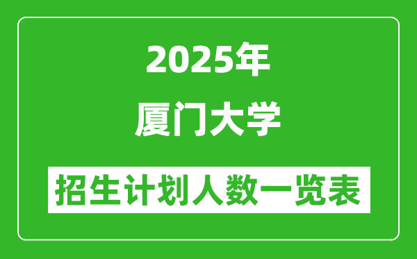 2025年廈門大學在各省招生計劃人數(shù)一覽表