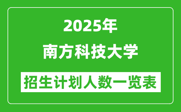 2025年南方科技大學在各省招生計劃人數(shù)一覽表