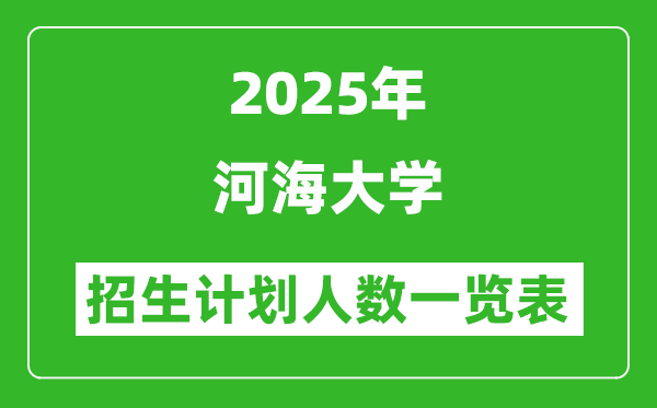 2025年河海大學(xué)在各省招生計(jì)劃人數(shù)一覽表