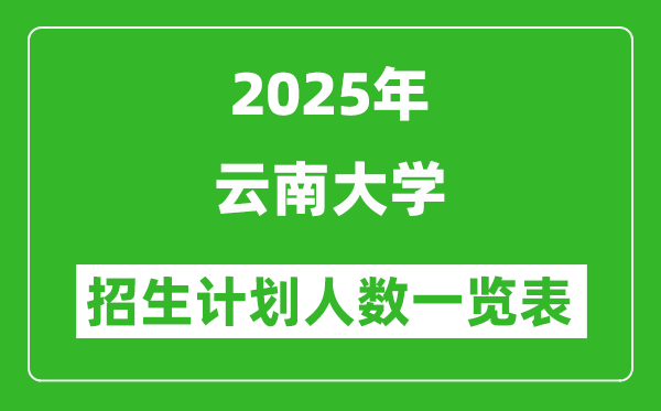 2025年云南大學(xué)在各省招生計(jì)劃人數(shù)一覽表