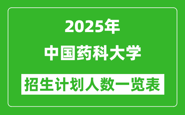 2025年中國藥科大學在各省招生計劃人數(shù)一覽表