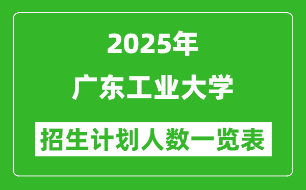 2025年廣東工業(yè)大學(xué)在各省招生計(jì)劃人數(shù)一覽表