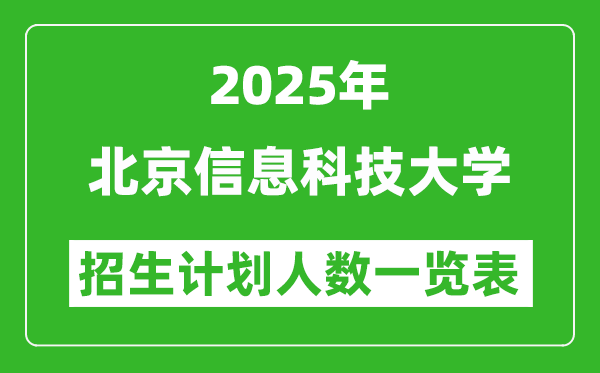2025年北京信息科技大學(xué)在各省招生計(jì)劃人數(shù)一覽表