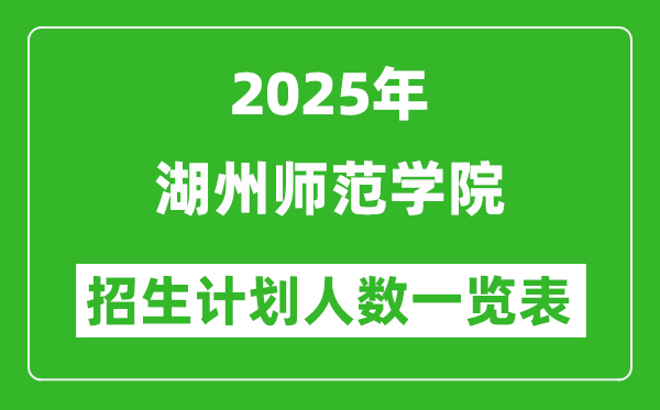 2025年湖州師范學(xué)院在各省招生計劃人數(shù)一覽表