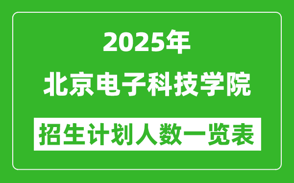 2025年北京電子科技學(xué)院在各省招生計(jì)劃人數(shù)一覽表