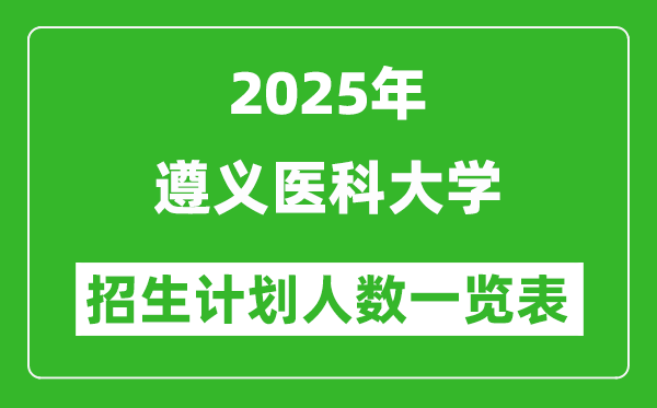 2025年遵義醫(yī)科大學在各省招生計劃人數(shù)一覽表
