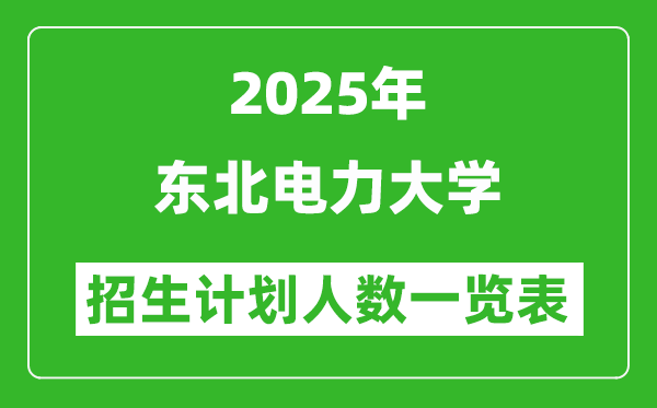 2025年?yáng)|北電力大學(xué)在各省招生計(jì)劃人數(shù)一覽表