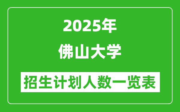 2025年佛山大學在各省招生計劃人數(shù)一覽表