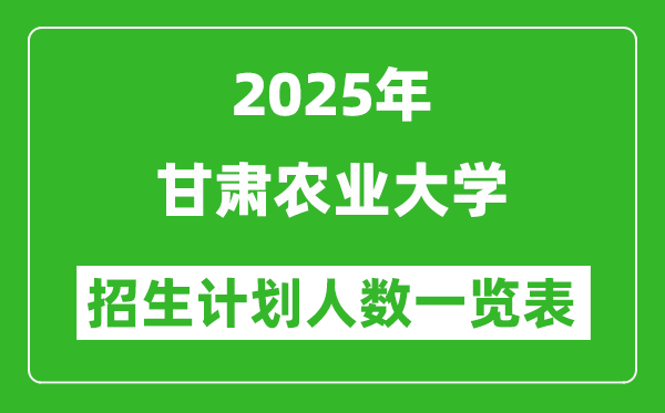2025年甘肅農(nóng)業(yè)大學(xué)在各省招生計劃人數(shù)一覽表