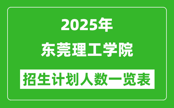2025年東莞理工學院在各省招生計劃人數(shù)一覽表