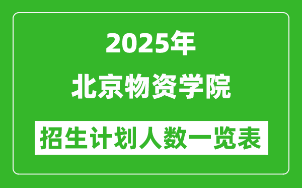 2025年北京物資學院在各省招生計劃人數一覽表