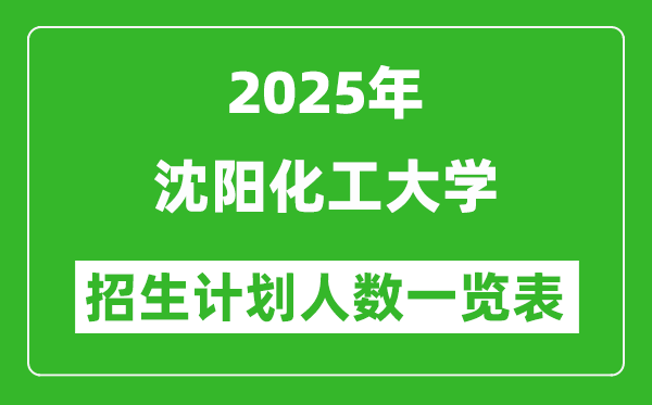 2025年沈陽化工大學在各省招生計劃人數(shù)一覽表
