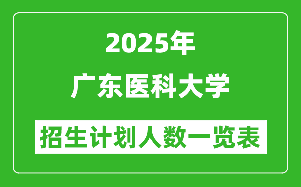 2025年廣東醫(yī)科大學(xué)在各省招生計(jì)劃人數(shù)一覽表