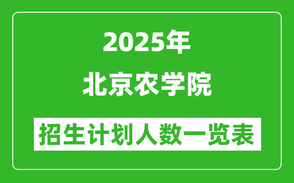 2025年北京農(nóng)學院在各省招生計劃人數(shù)一覽表