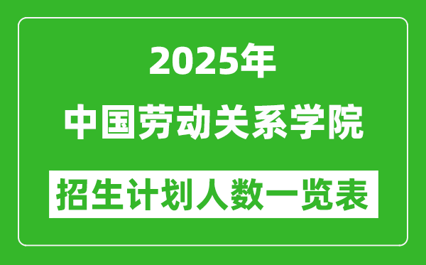 2025年中國勞動(dòng)關(guān)系學(xué)院在各省招生計(jì)劃人數(shù)一覽表