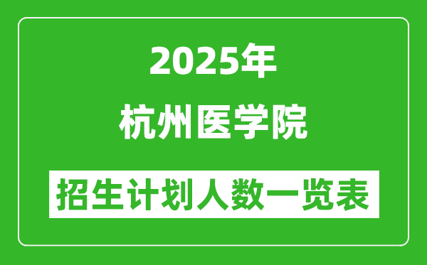2025年杭州醫(yī)學(xué)院在各省招生計(jì)劃人數(shù)一覽表
